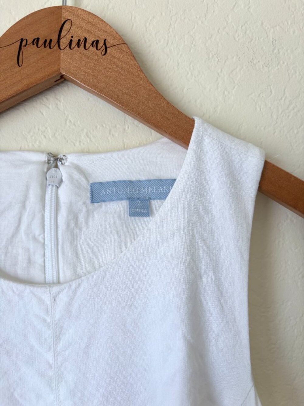 Antonio Melani Jumpsuit Womens 2 White Linen Blend Sleeveless Wide Leg Tie Back - Picture 8 of 8